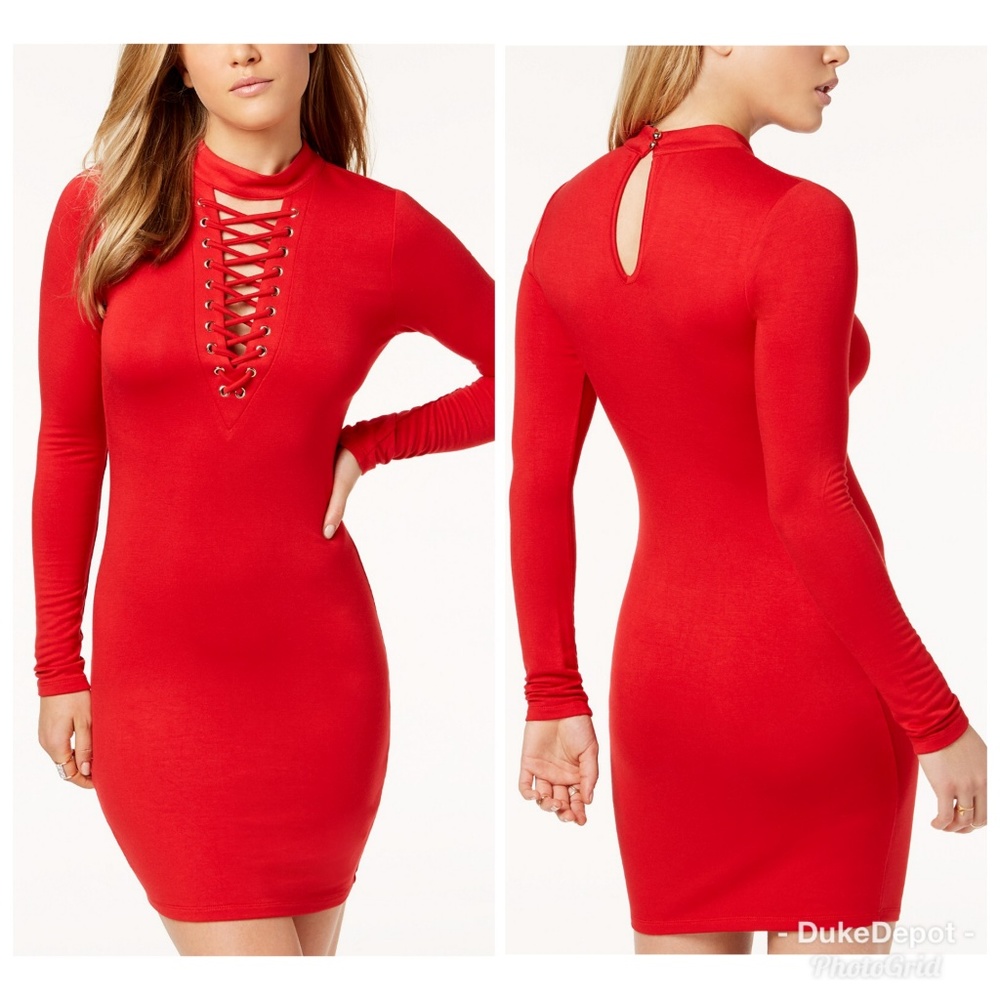 Juniors' Lace-Up Bodycon Dress